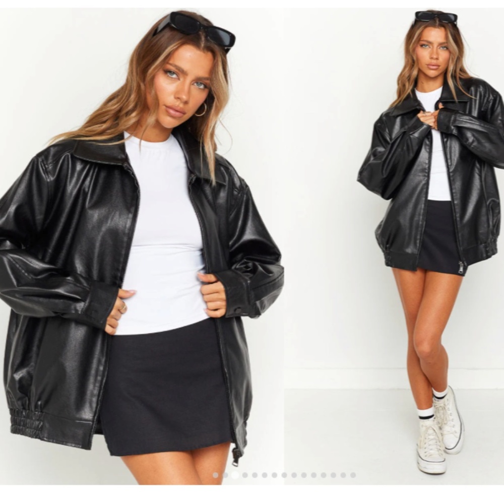Beginning Boutique - Abbi PU Black Bomber Jacket, Size 0